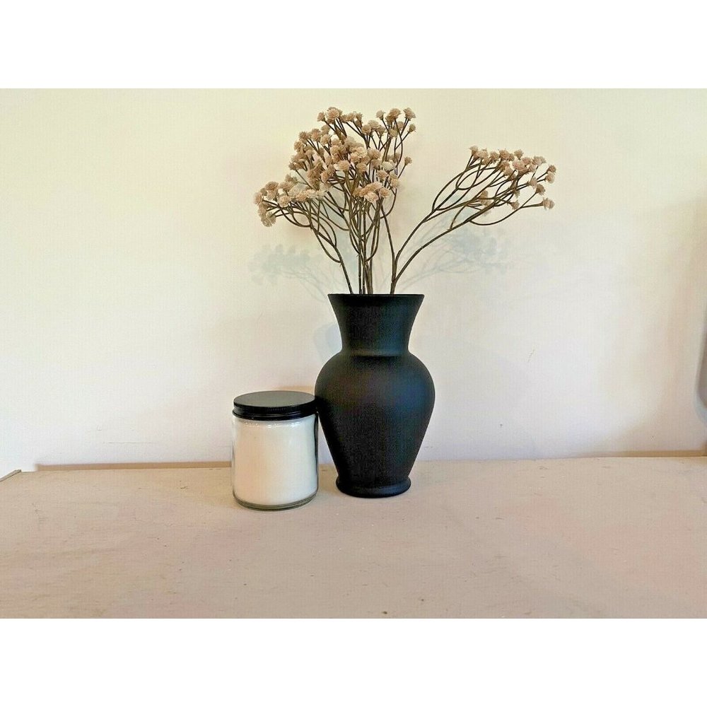 Small Glass Bud Vase 7" Matte Black Hand Painted Plant Pot Reed Diffuser Boho